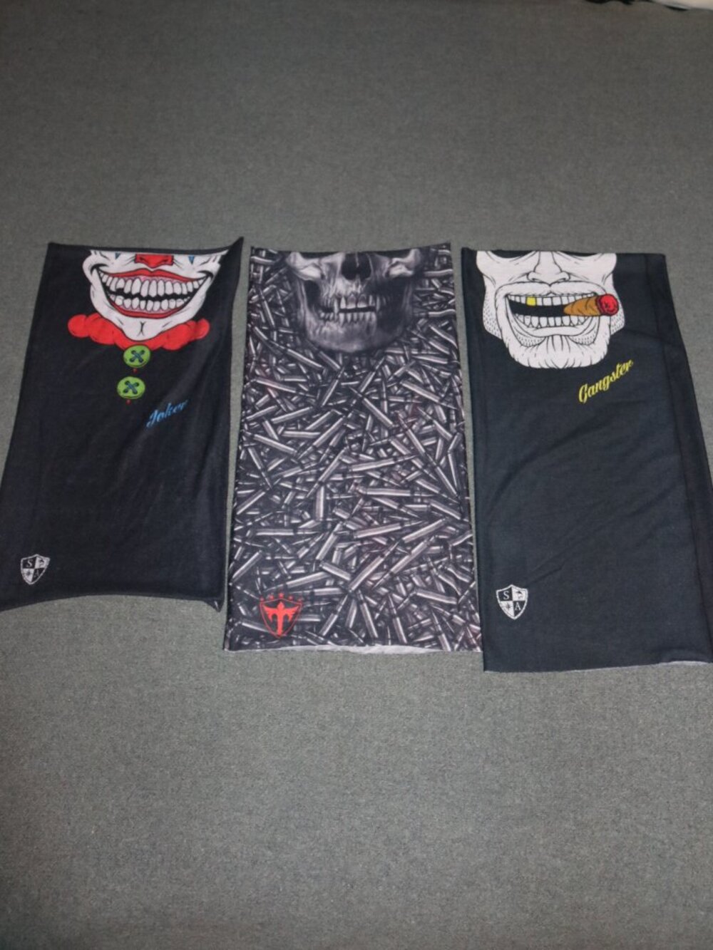 Neck Gaiter Bandana Lot - SA Company Tubular Face Sheild Skull Joker Gangster